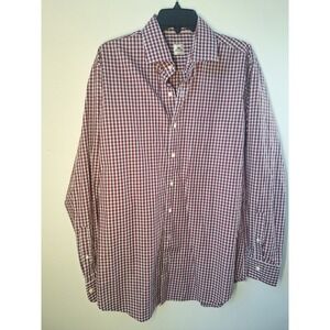Peter Millar Men's L Red White Checkered Shirt 100% Cotton Button Up Classic Fit